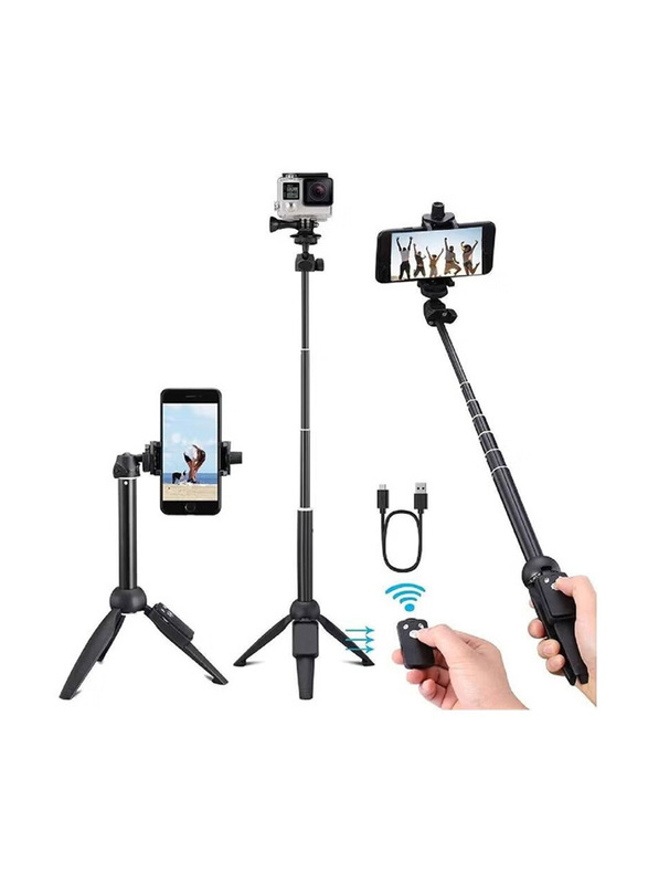 K20 Integrated Tripod BT 4.0 Wireless Selfie Stick for Smartphone, Black