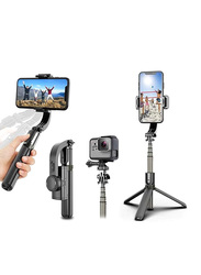 L08 Selfie Stick Gimbal Stabilizer 360° Rotation Tripod with Wireless Remote Portable Phone Holder, Black