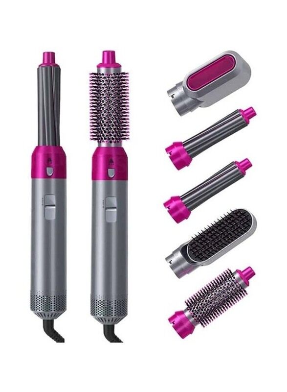 

Generic 5-in-1 Hair Dryer Hot Air Brush, Grey/Pink