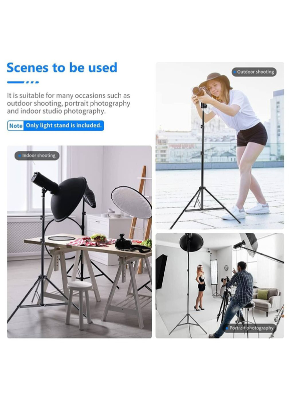 Professional Aluminium Adjustable Photography Light Tripod Stand, Black