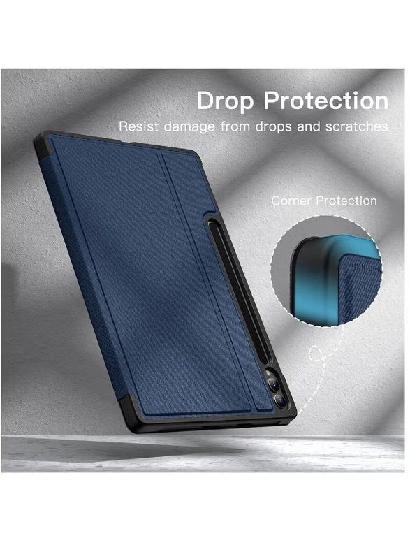 Samsung Galaxy Tab S9+ 12.4-Inch Multi-Angle Viewing Slim Folio Stand Protective Tablet Case Cover with S Pen Holder, Navy Blue