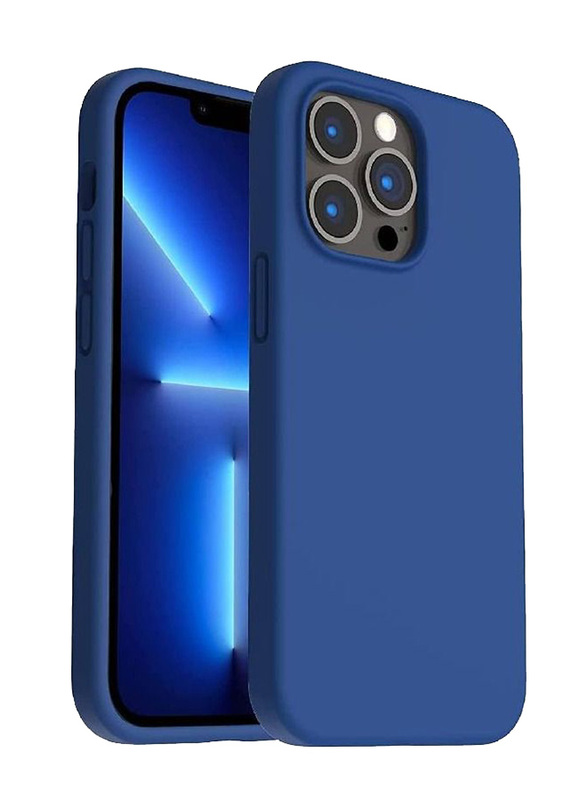 Apple iPhone 13 Pro Max Soft Liquid Gel Rubber Silicone Protective Mobile Phone Case Cover, Blue