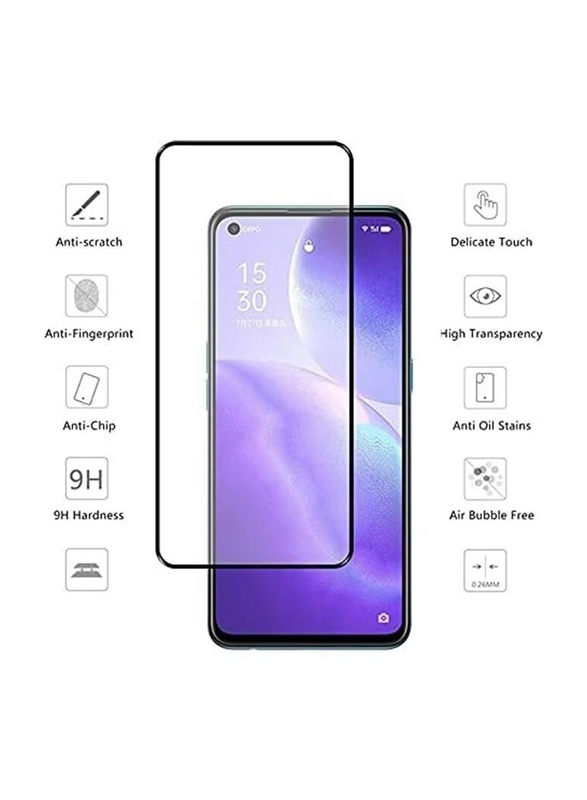 Oppo Reno5 5G Anti Finger Print Screen Protector, Clear/Black