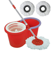 360 Degree Floor Spinning Rotating Mop Bucket Set with 3 Cleaning Dry Heads, Assorted