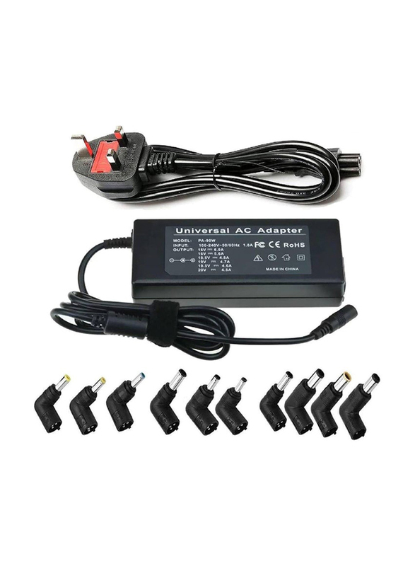 Universal Laptop Charger with 10 Connectors, Black