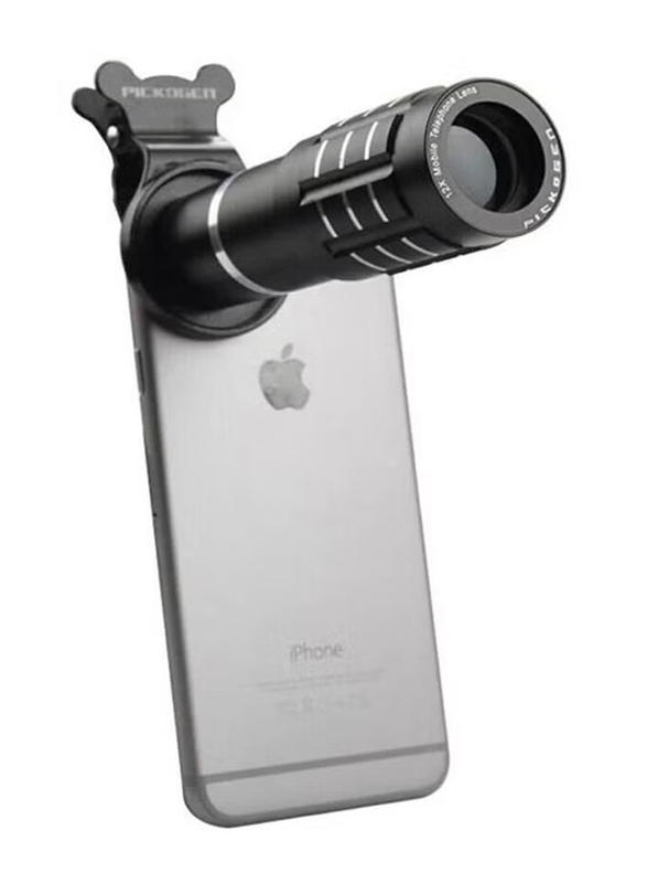 Aluminum Cellphone Mobile Lens 12 x Zoom Telescope Camera for Android & iPhone, Black