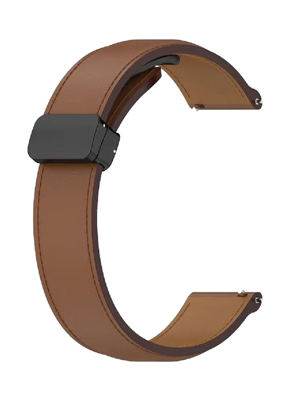 Perfii Genuine Cow Leather Watch Strap 22mm Folding Buckle Wristband for Huawei Watch 4/Watch 4 Pro/Watch 3/Watch 3 Pro, Brown