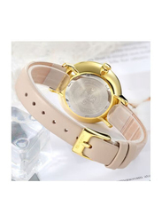 Curren Analog Watch for Women with Leather Band, Water Resistant, 4341, Beige-White