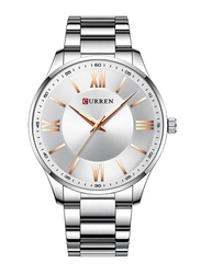 Curren Analog Watch for Men with Stainless Steel Band, Water Resistant, 8383, Silver