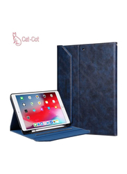 10.2/10.5 inch Apple iPad Protective Premium PU Leather Stand Folio Tablet Case Cover with Strap & Pen Holder, Blue