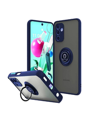 Samsung Galaxy A13 5G Matte Silicone Protective Mobile Phone Case Cover with 360 Degrees Rotate Metal Magnetic Ring Kickstand, Blue