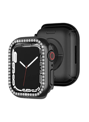 iWatch Protective PC Bling Diamond Crystal Frame Case Cover for Women Girl Series 7 41mm, Black