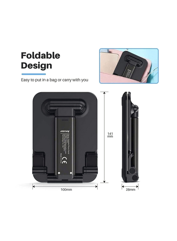 Extendable Cradle Dock Compact Phone, Desktop & Tablet Stand Holder, Black