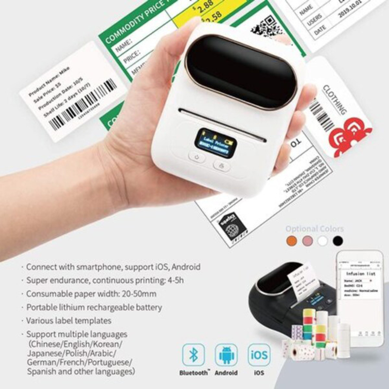 Dlovey Bluetooth Thermal Label Printer, White