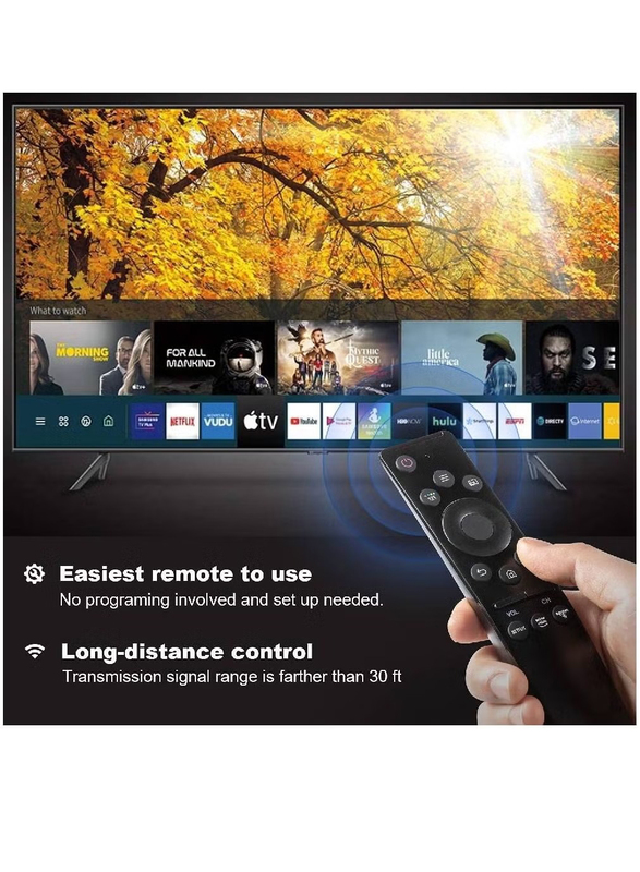 Ics Universal Remote Control for Samsung Smart-TV HDTV 4K UHD Curved QLED and More TVs with Netflix Prime-Video Buttons, Black
