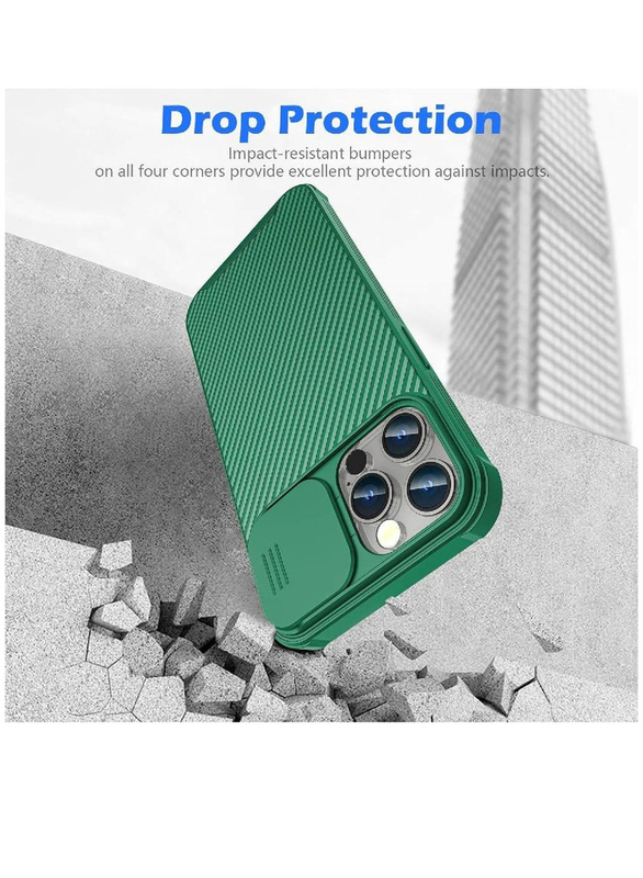 Nillkin Apple iPhone 15 Pro 6.1-inch 2023 Cameshield Pro Slim Fit Shockproof Anti-Scratch Slide Camera Protection Mobile Phone Case Cover, Green