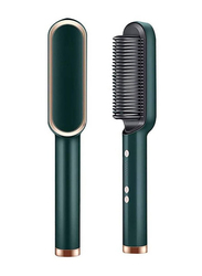 Xiuwoo Electric Hair Straightener Brush with Ceramic Styling Comb, Green