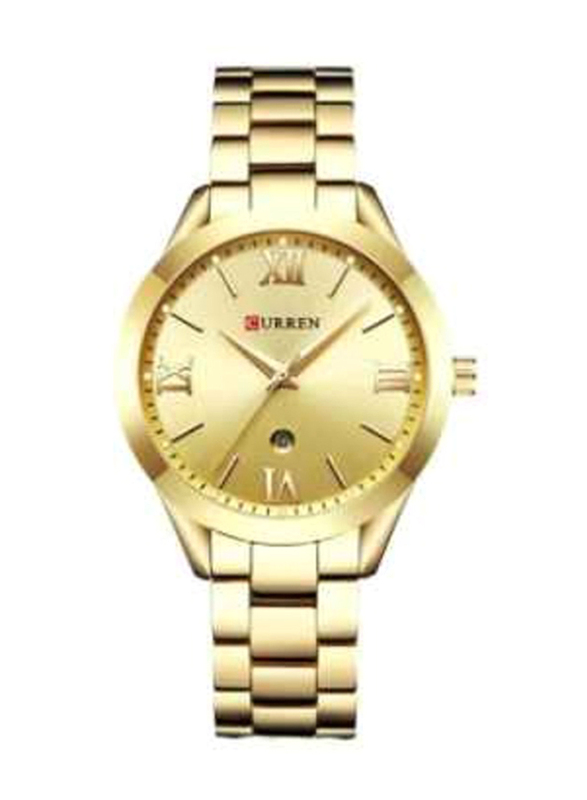 Curren Analog Watch for Women with Alloy Band, 9007, Gold