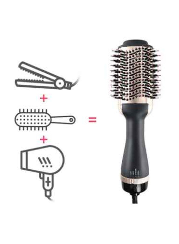 Ceramic Styler & Volumizer Brush Blow Dryer Styler, Black