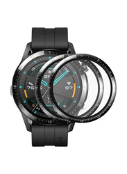 2-Piece Tempered Glass Screen Protector for Huawei Watch GT3 Pro 46 mm, Clear/Black