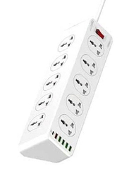 Jbq 2500W 10 Sockets With 5 USB Ports & 1 Type-C Port, White