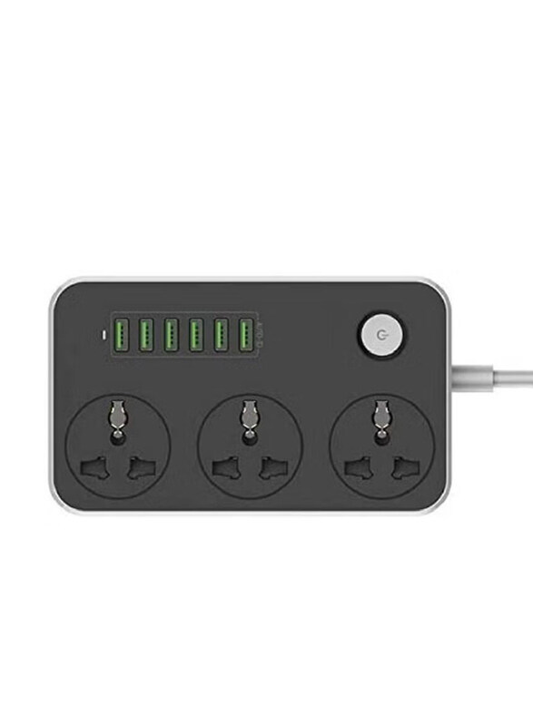 JBQ 3 AC Sockets and 6 USB Ports Power Strip, Black