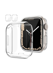 2-Piece Clear Ultra-Thin Cover Protective Case for Apple Watch Series 7, Clear