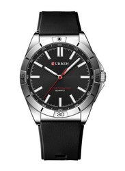 Curren 2023 Analog Watch for Men with Silicone Band, Water Resistant, Black