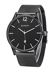 Curren Analog Watch for Men with Stainless Steel Band, Water Resistant, 20bsDT20b, Black