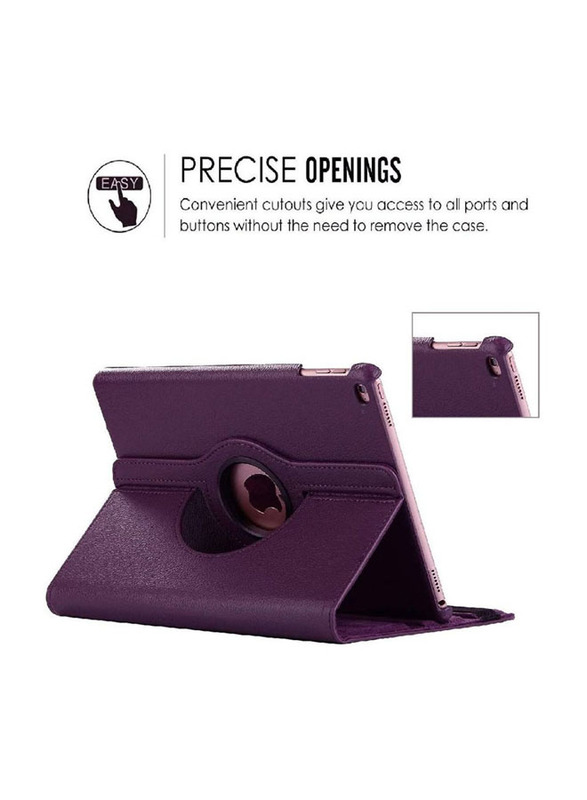 Apple Ipad 9.7" Leather 360 Degree Rotating Stand Folio Tablet Case Cover, Purple