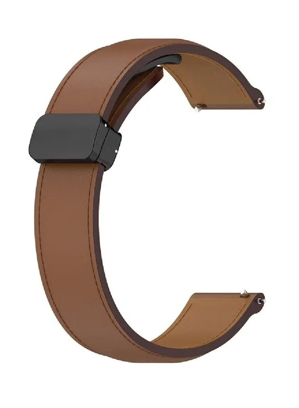 Perfii Genuine Cow Leather Watch Strap 22mm Folding Buckle Wristband for Xiaomi Watch S1/S2/S1 Active/S1 Pro, Brown