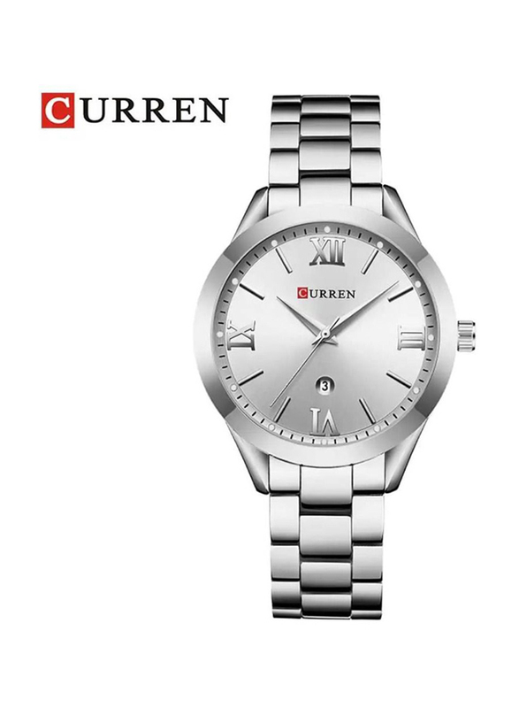 Curren Analog Watch for Women with Stainless Steel Band, Water Resistant, Grey