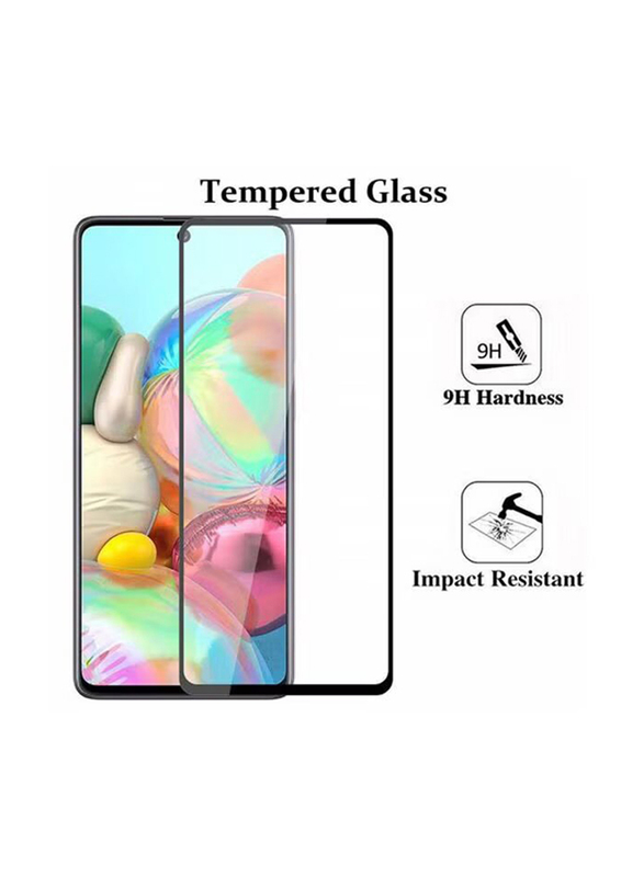 Samsung Galaxy A51 Glass Full Glue Screen Guard Anti Explosion 2.5D Tempered Glass Screen Protector, Clear/Black