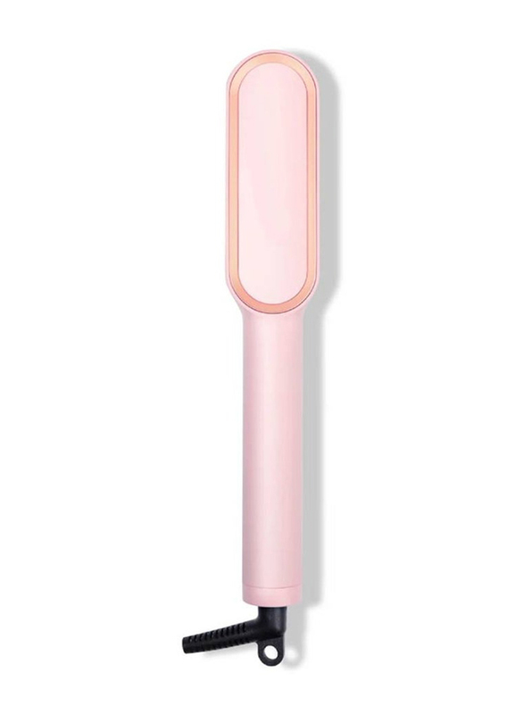 Gennext Electric Hair Straightener Brush with Ceramic Styling Comb, Pink