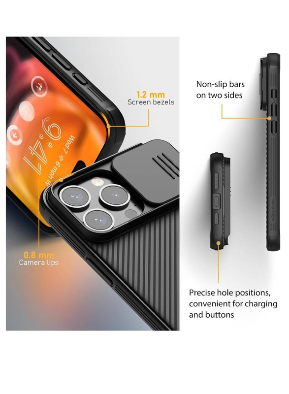 Nillkin Apple iPhone 15 Pro Max CamShield Pro Magnetic Mobile Phone Case Cover with Camera Cover, Black