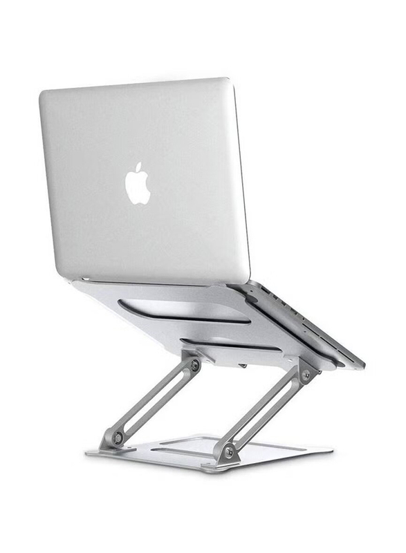 Foldable Laptop Stand Holder with Heat Vent Ergonomic Portable Aluminium, Silver