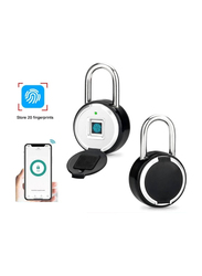 Round Type App Digital Biometric Smart Fingerprint Padlock, Black/Silver