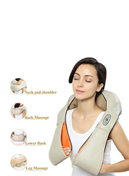 Electric Shiatsu Kneading Neck Shoulder Body Massager with Heat Health Care, White