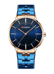 Curren Analog Watch for Men with Stainless Steel Band, Water Resistant, 8327, Blue