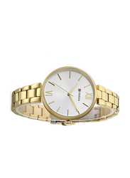 Curren Analog Watch for Women with Stainless Steel Band, Water Resistant, 9017, Gold-White