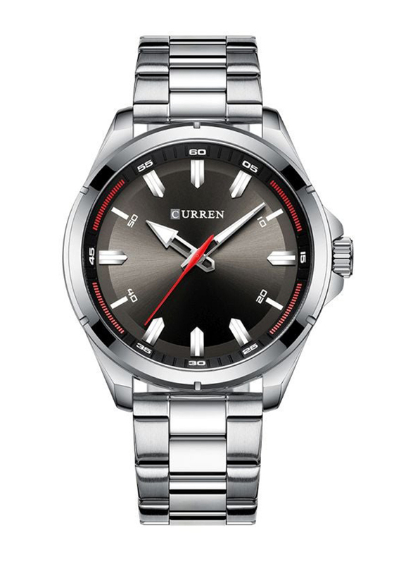 Curren Analog Watch for Men with Stainless Steel Band, Water Resistant, 8320, Silver-Black