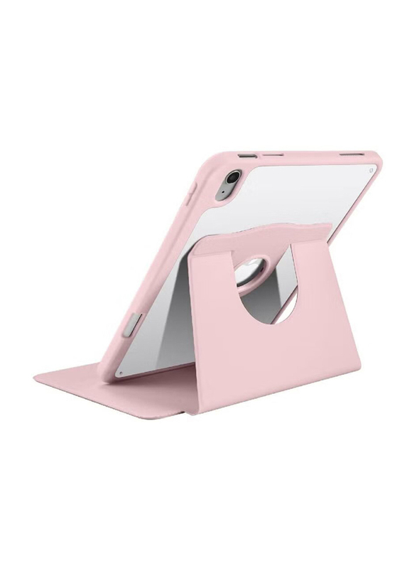 Hyx Apple iPad (10th Generation) 10.9 Inch 2022 Hard PC Back Shell Slim Smart Tablet PC Case Cover with 360° Rotating Stand and Auto Sleep/Wake, Pink