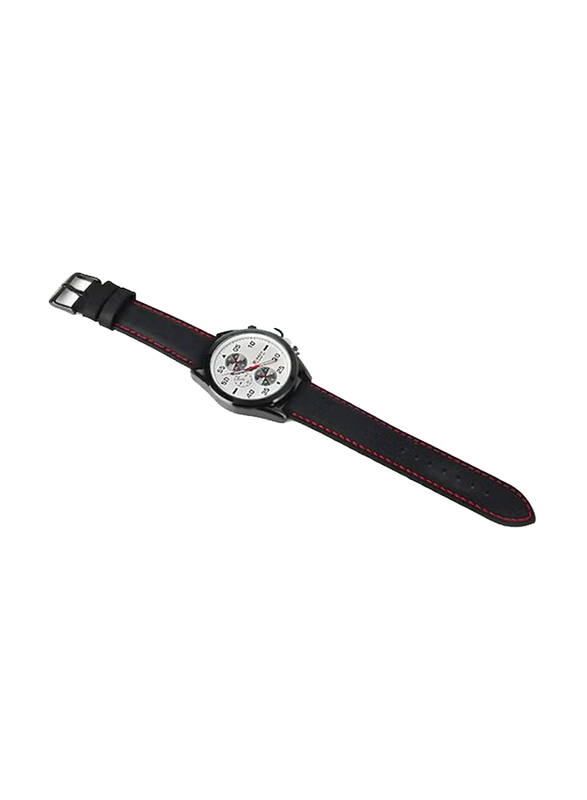 Curren Analog Wrist Watch for Men with Leather Band, Water Resistant, 8156, Black-White