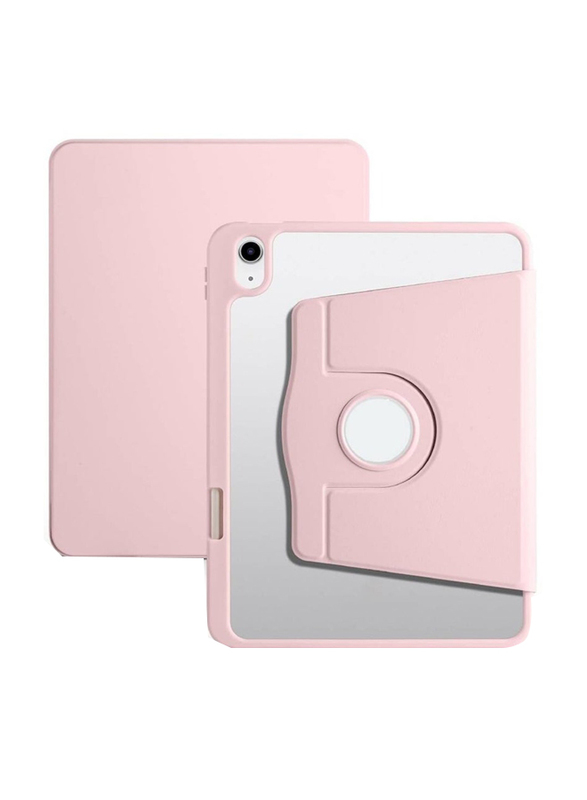 Apple iPad 10th Gen 10.9-inch 2022 360° Rotating Stand Smart Hard PC Back Shell Slim Folio Tablet PC Case Cover with Auto Sleep and Wake, Pink