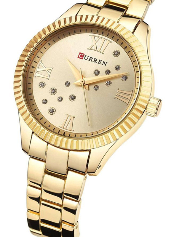Curren Analog Watch for Women with Stainless Steel Band, C9009L-2, Gold