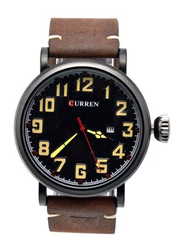 Curren Analog Watch for Men with Leather Band, 8283CDBRO, Brown-Black