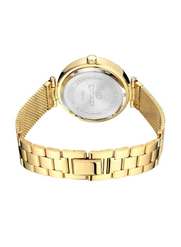 Curren Analog Watch for Girls with Stainless Steel Band, C9011L-2, Gold-Silver