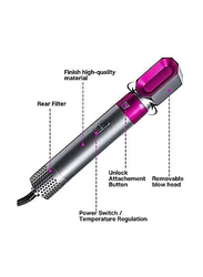 Arabest 5-In-1 Negative Ionic Hot Air Styler Curler Brush Hair Straightener & Straight 3-In-1 Ionic Styler Hair Dryer Comb for Curly Hair, Silver/Pink