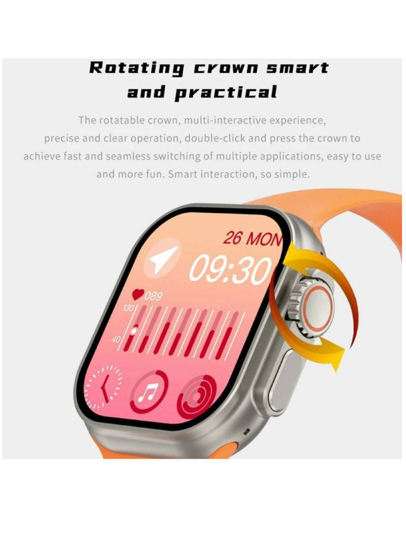 Series 8 49mm Bluetooth Call Wireless Charge Fitness Bracelet Smartwatch, Orange