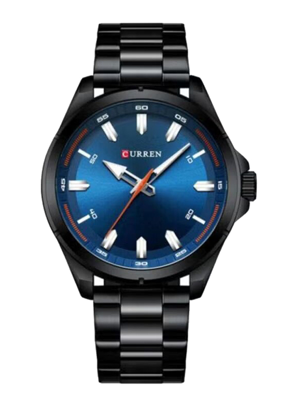 Curren Analog Watch for Men with Stainless Steel Band, Water Resistant, 8320, Black-Blue